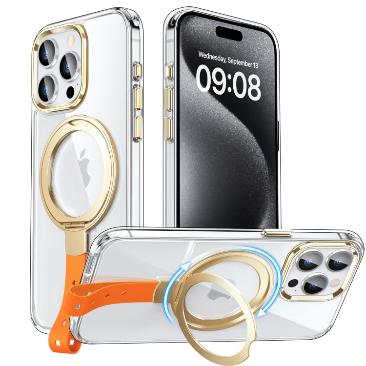 For iPhone 15 Pro Holder Hand Strap MagSafe Transparent Phone Case