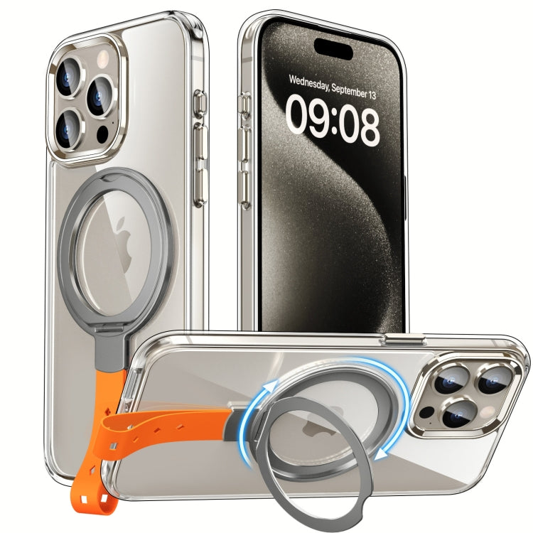 For iPhone 15 Pro Max Holder Hand Strap MagSafe Transparent Phone Case
