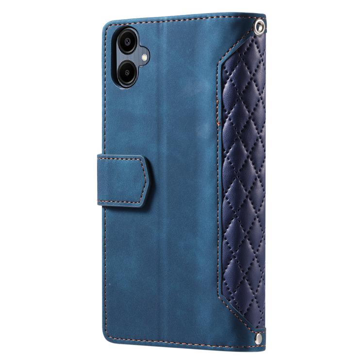 For Samsung Galaxy A06 5G / 4G Grid Texture Zipper Leather Phone Case with Lanyard