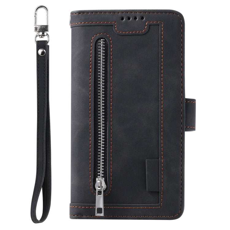 For Samsung Galaxy A16 5G Nine Card Zipper Bag Leather Phone Case with Lanyard
