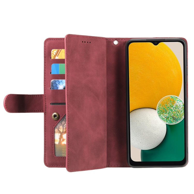 For Samsung Galaxy A16 5G Nine Card Zipper Bag Leather Phone Case with Lanyard