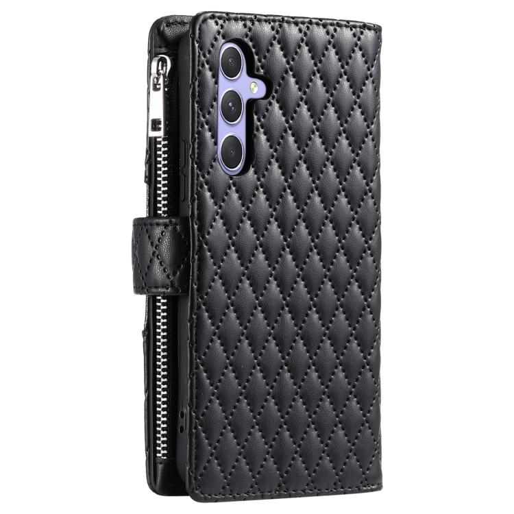 For Samsung Galaxy A17 5G Glitter Lattice Zipper Wallet Leather Phone Case