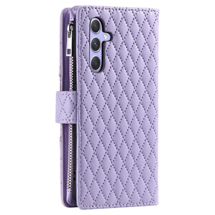 For Samsung Galaxy A17 5G Glitter Lattice Zipper Wallet Leather Phone Case