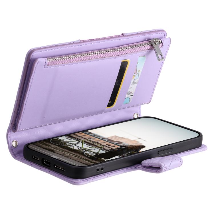 For Samsung Galaxy A17 5G Glitter Lattice Zipper Wallet Leather Phone Case