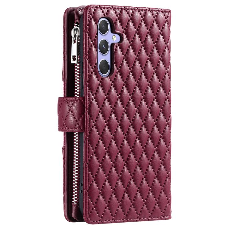 For Samsung Galaxy A17 5G Glitter Lattice Zipper Wallet Leather Phone Case