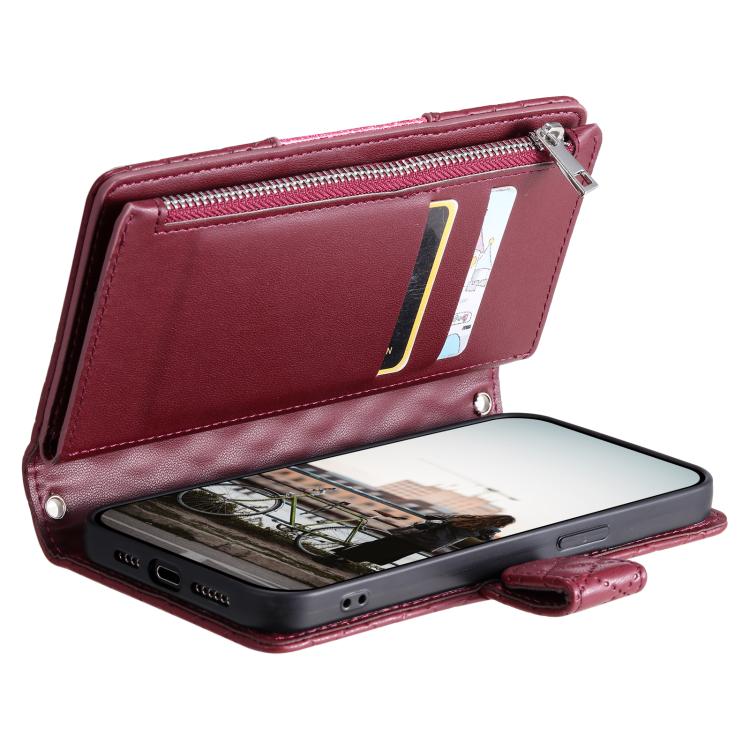 For Samsung Galaxy A17 5G Glitter Lattice Zipper Wallet Leather Phone Case