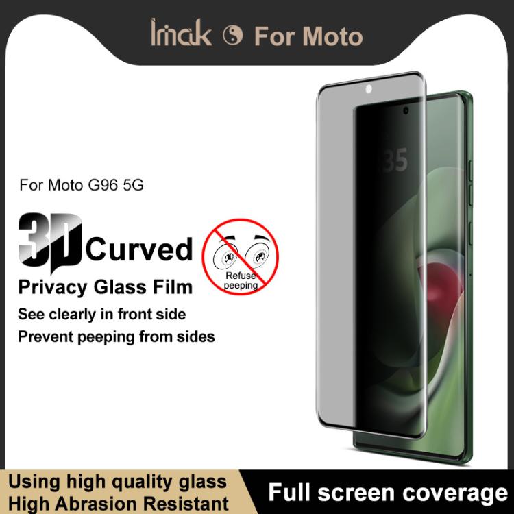 For Motorola Moto G96 5G imak 3D Curved Privacy Full Screen Tempered Glass Film