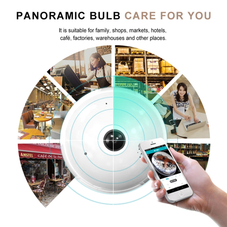 B3-L 3.0 Million Pixels White Light 360-degrees Panoramic Lighting Monitoring Dual-use WiFi Network HD Bulb Camera, Support Motion Detection & Two-way voice, Specification:Host+16G Card(White)