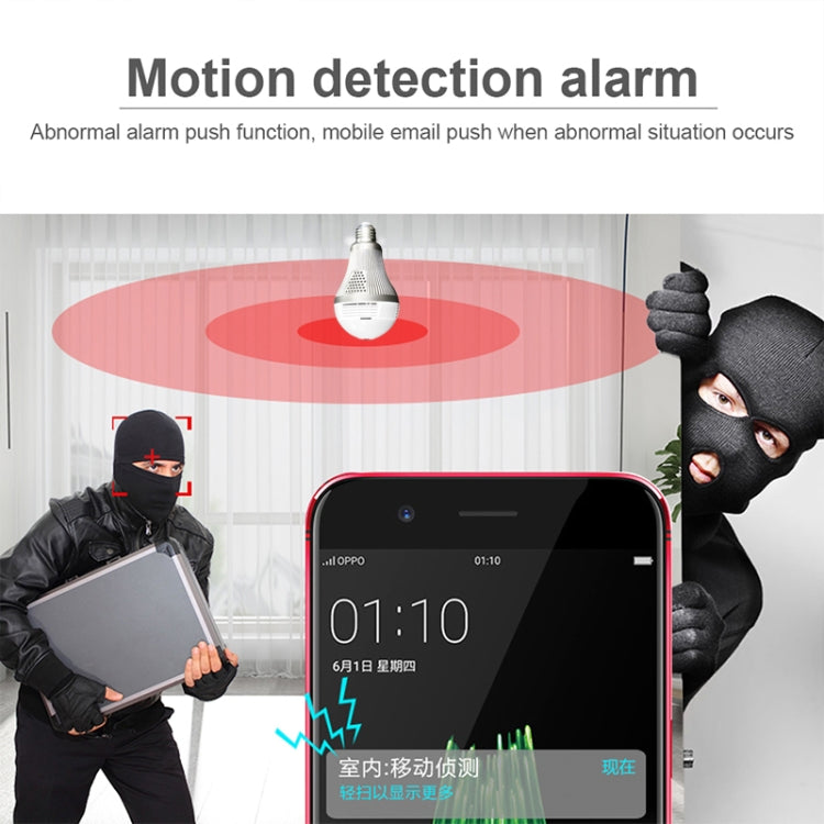 B3-L 3.0 Million Pixels White Light 360-degrees Panoramic Lighting Monitoring Dual-use WiFi Network HD Bulb Camera, Support Motion Detection & Two-way voice, Specification:Host+32G Card(White)