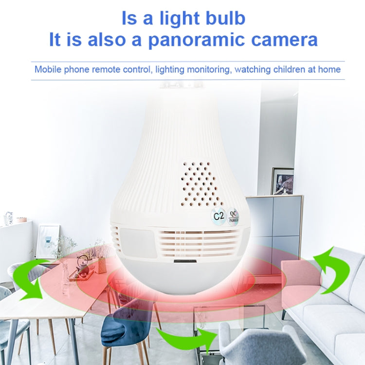 B3-L 3.0 Million Pixels White Light 360-degrees Panoramic Lighting Monitoring Dual-use WiFi Network HD Bulb Camera, Support Motion Detection & Two-way voice, Specification:Host+64G Card(White)