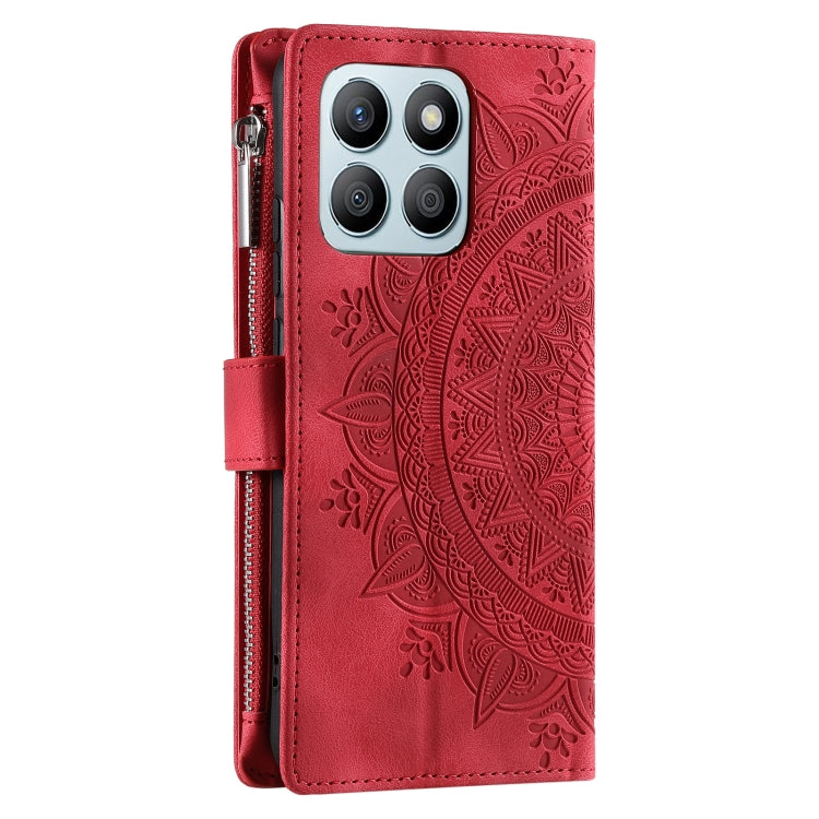 For Honor X6b 4G Global Multi-Card Totem Zipper Leather Phone Case