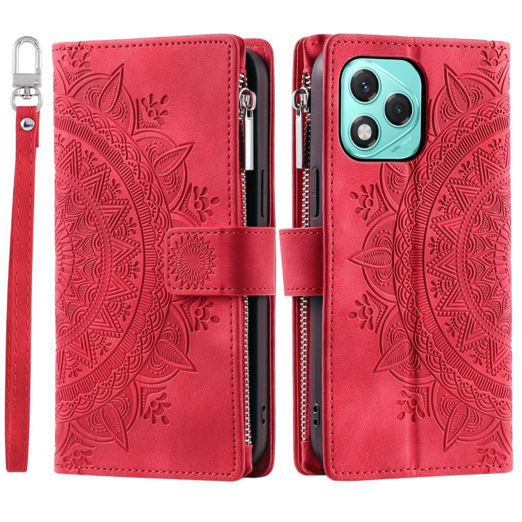 For Honor 400 Lite Global Multi-Card Totem Zipper Leather Phone Case