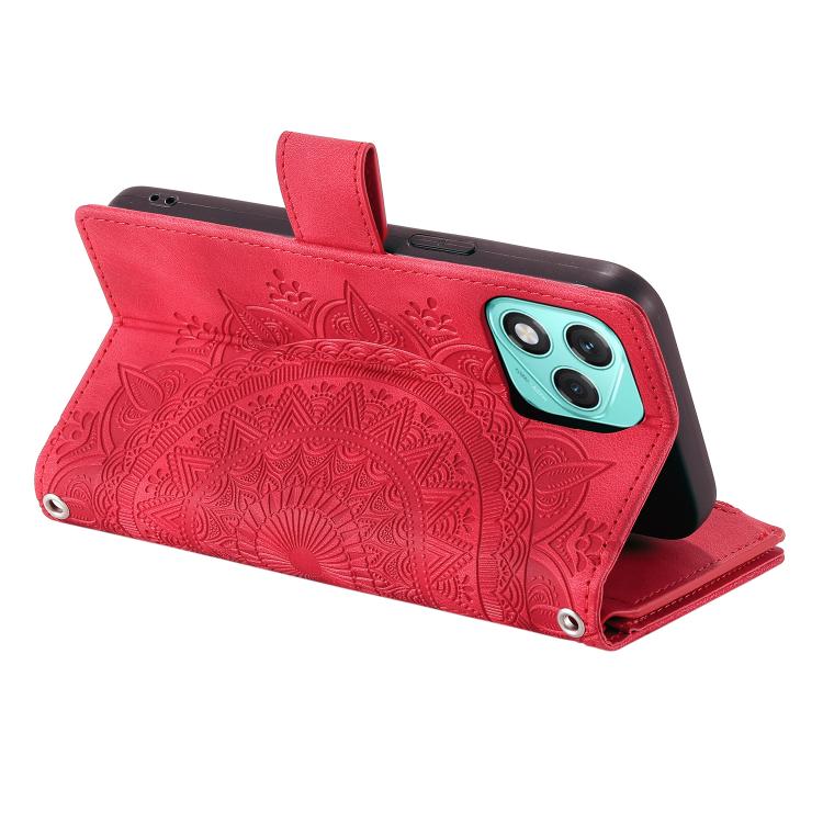 For Honor 400 Lite Global Multi-Card Totem Zipper Leather Phone Case
