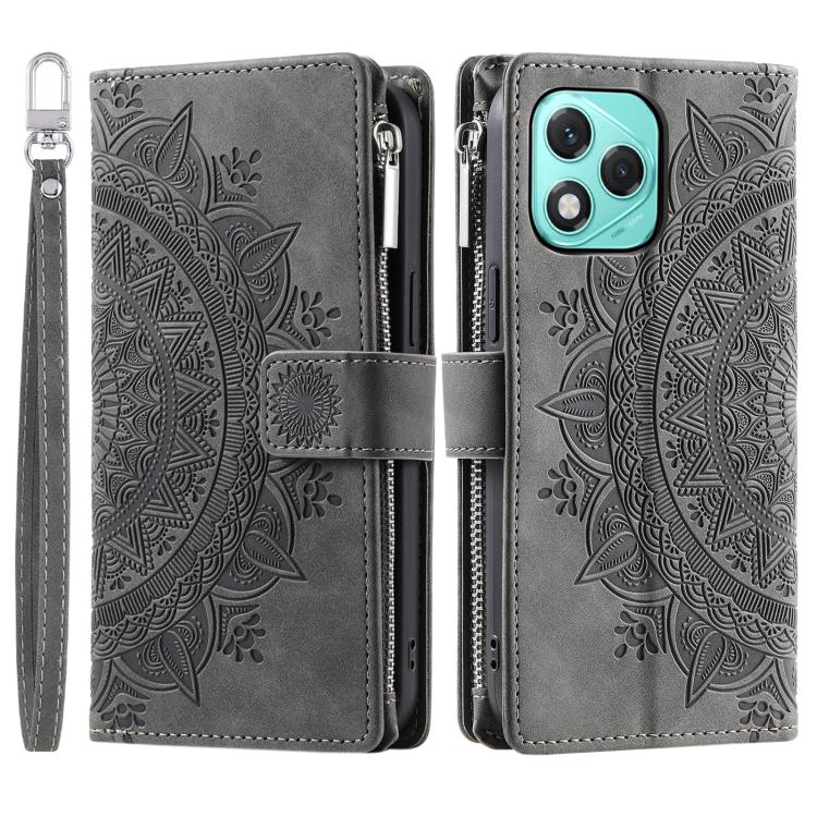 For Honor 400 Lite Global Multi-Card Totem Zipper Leather Phone Case