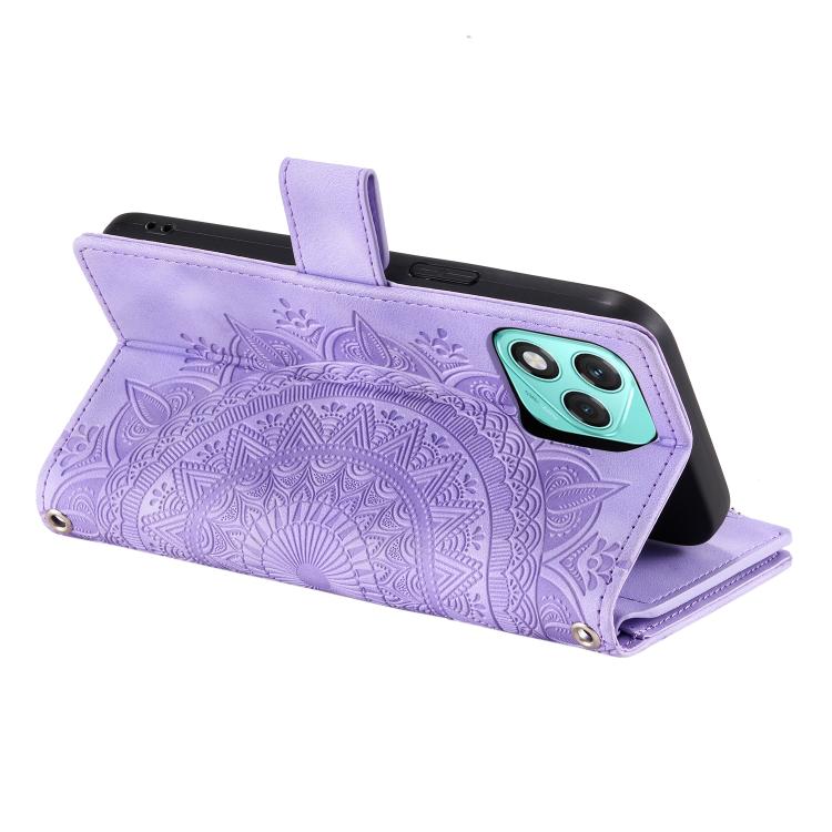 For Honor 400 Lite Global Multi-Card Totem Zipper Leather Phone Case