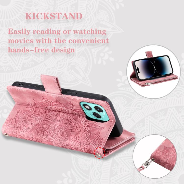 For Honor 400 Lite Global Multi-Card Totem Zipper Leather Phone Case