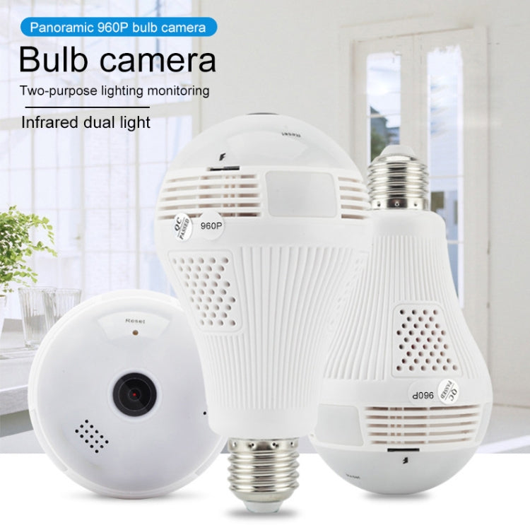 B13-L 1.3 Million Pixels Single Light 360-degrees Panoramic Lighting Monitoring Dual-use WiFi Network HD Bulb Camera, Support Motion Detection & Two-way voice, Specification:Host(White)