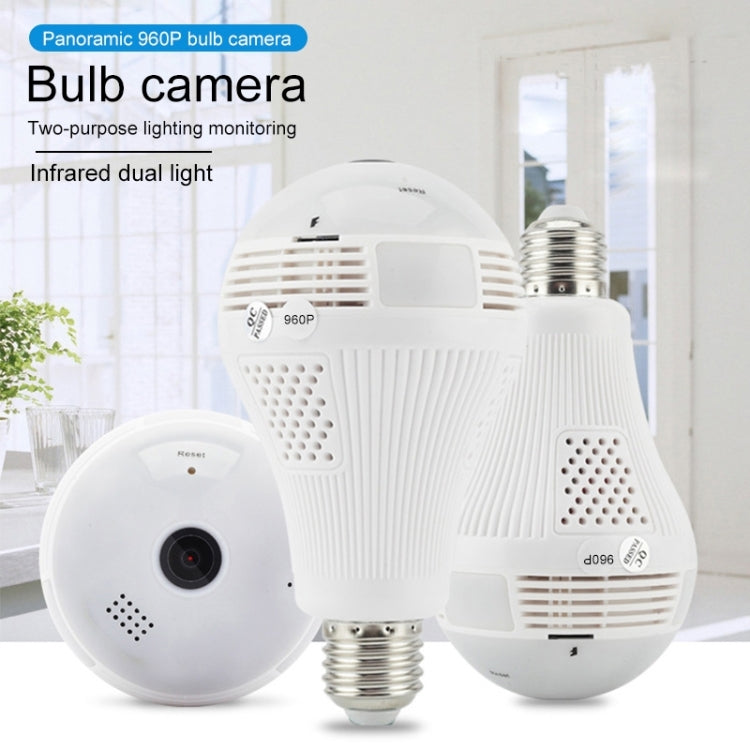 B13-L 1.3 Million Pixels Single Light 360-degrees Panoramic Lighting Monitoring Dual-use WiFi Network HD Bulb Camera, Support Motion Detection & Two-way voice, Specification:Host+16G Card(White)