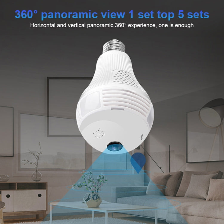 B13-L 1.3 Million Pixels Single Light 360-degrees Panoramic Lighting Monitoring Dual-use WiFi Network HD Bulb Camera, Support Motion Detection & Two-way voice, Specification:Host+16G Card(White)