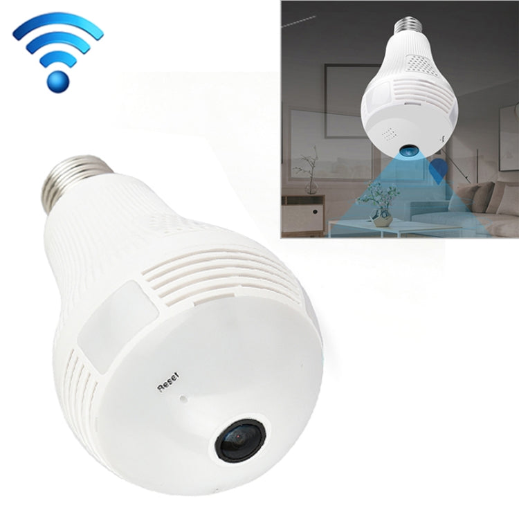 B13-L 1.3 Million Pixels Single Light 360-degrees Panoramic Lighting Monitoring Dual-use WiFi Network HD Bulb Camera, Support Motion Detection & Two-way voice, Specification:Host+64G Card(White)