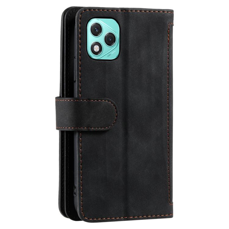 For Honor 400 Lite Global Nine Card Zipper Bag Leather Phone Case with Lanyard
