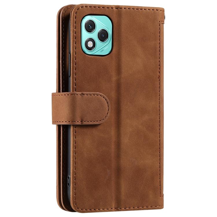 For Honor 400 Lite Global Nine Card Zipper Bag Leather Phone Case with Lanyard