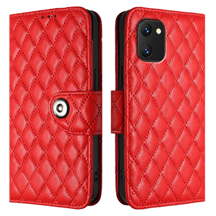 For UMIDIGI Power 7 / Power 7S Rhombic Texture Flip Leather Phone Case with Lanyard