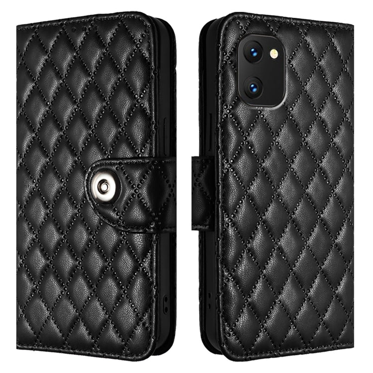 For UMIDIGI Power 7 / Power 7S Rhombic Texture Flip Leather Phone Case with Lanyard
