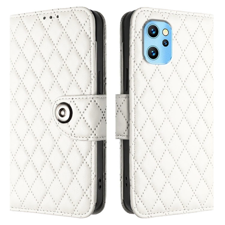 For UMIDIGI Power 7 Max Rhombic Texture Flip Leather Phone Case with Lanyard