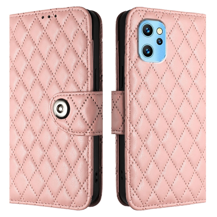 For UMIDIGI Power 7 Max Rhombic Texture Flip Leather Phone Case with Lanyard