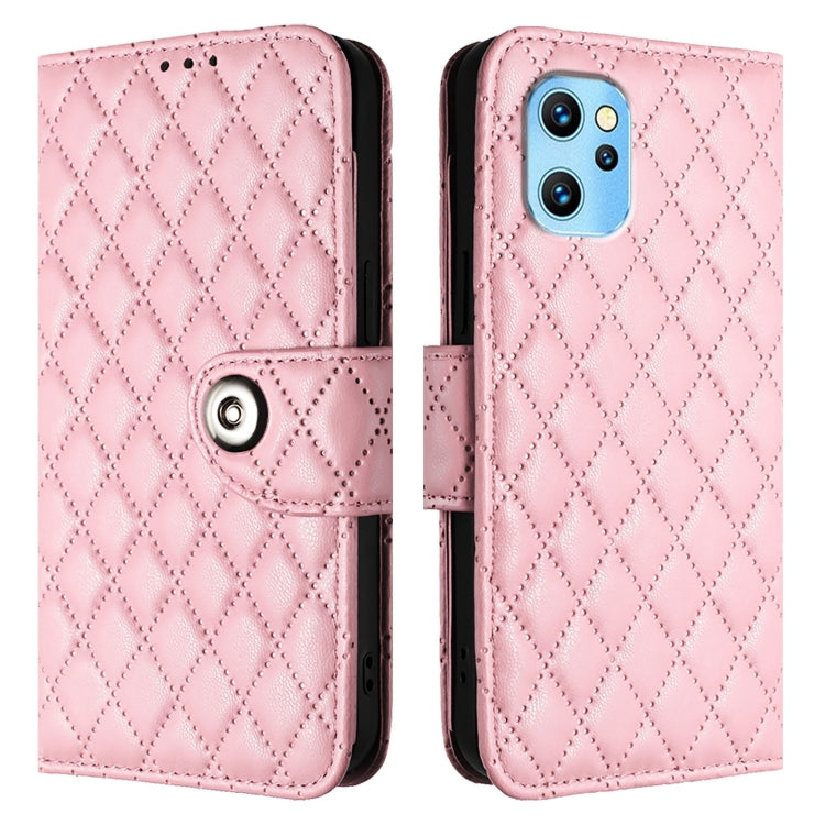 For UMIDIGI Power 7 Max Rhombic Texture Flip Leather Phone Case with Lanyard