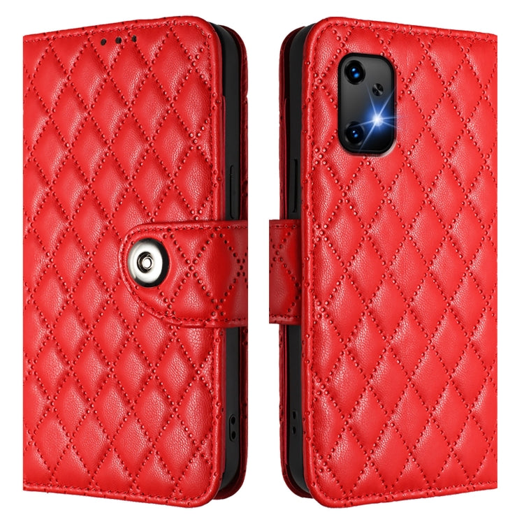 For UMIDIGI Bison X20 Rhombic Texture Flip Leather Phone Case with Lanyard