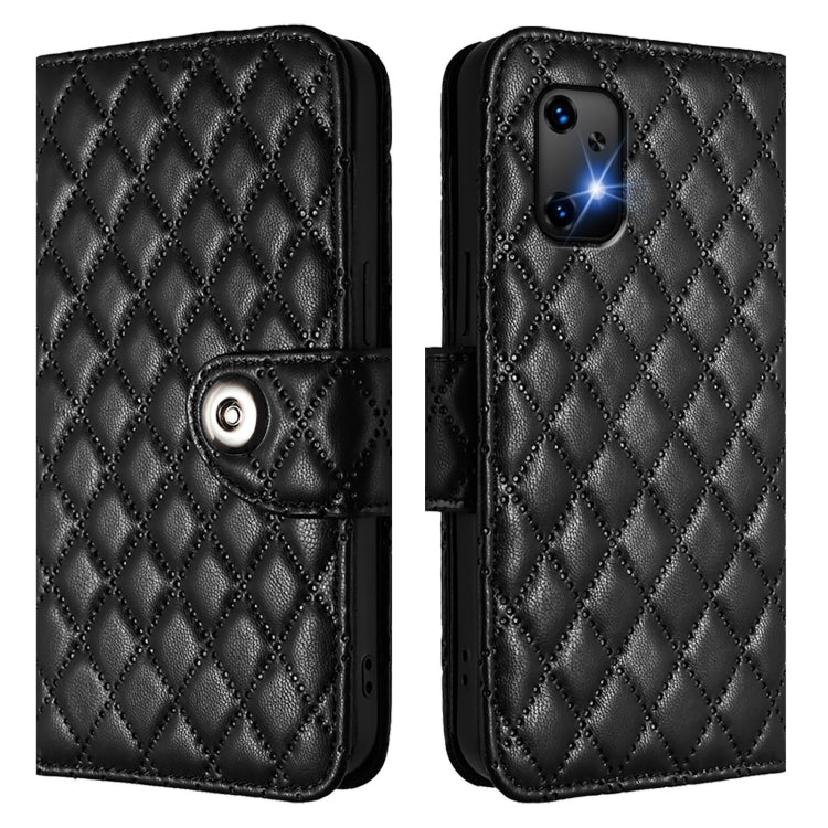 For UMIDIGI Bison X20 Rhombic Texture Flip Leather Phone Case with Lanyard