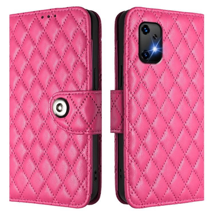 For UMIDIGI Bison X20 Rhombic Texture Flip Leather Phone Case with Lanyard