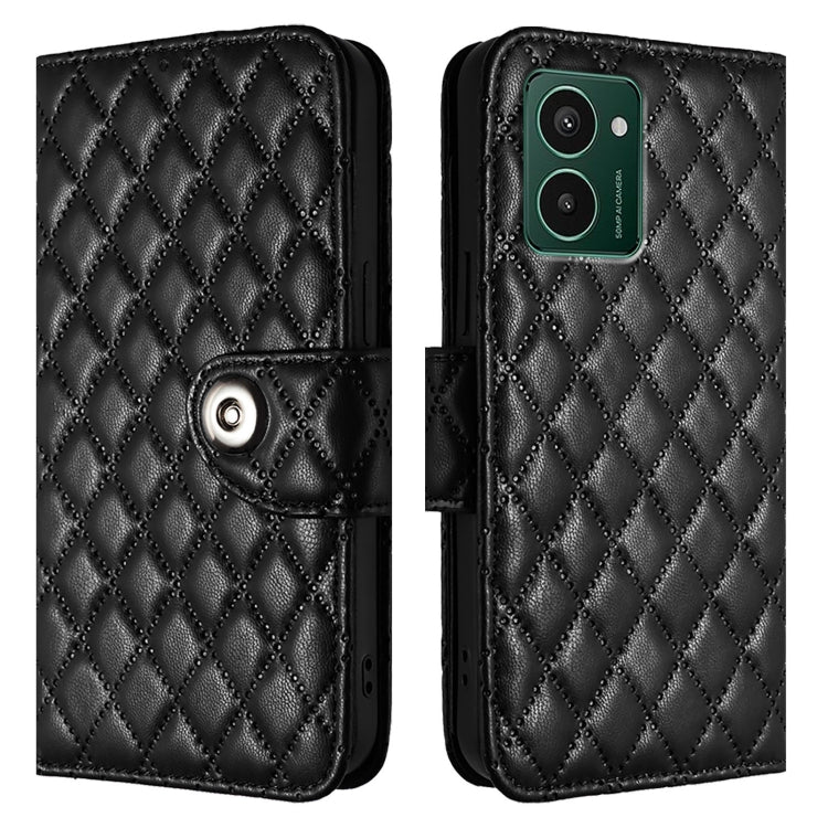 For HMD Pulse Pro  Rhombic Texture Flip Leather Phone Case with Lanyard