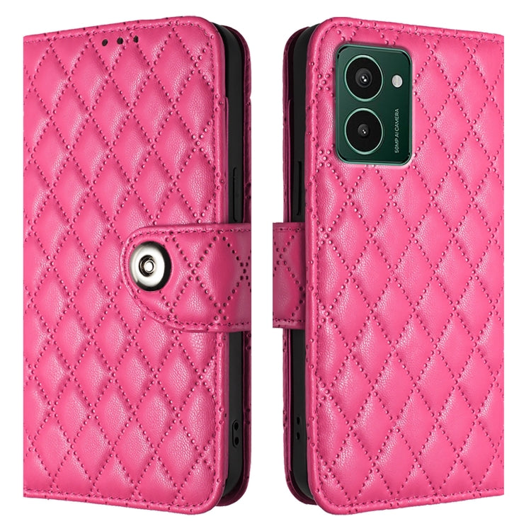 For HMD Pulse Pro  Rhombic Texture Flip Leather Phone Case with Lanyard