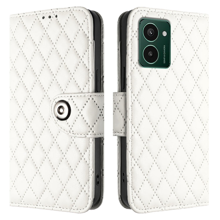 For HMD Pulse Pro  Rhombic Texture Flip Leather Phone Case with Lanyard