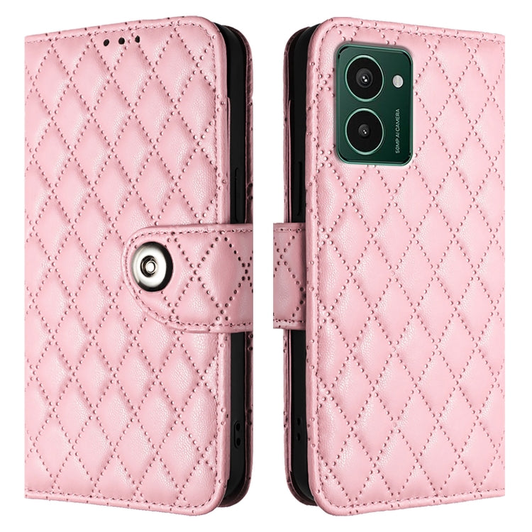 For HMD Pulse Pro  Rhombic Texture Flip Leather Phone Case with Lanyard