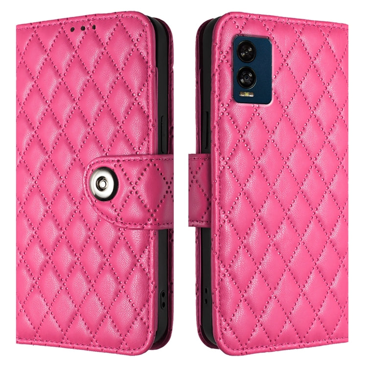For BLU View Speed 5G  Rhombic Texture Flip Leather Phone Case with Lanyard