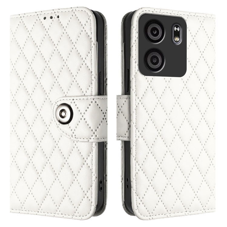 For BLU View 5 Rhombic Texture Flip Leather Phone Case with Lanyard