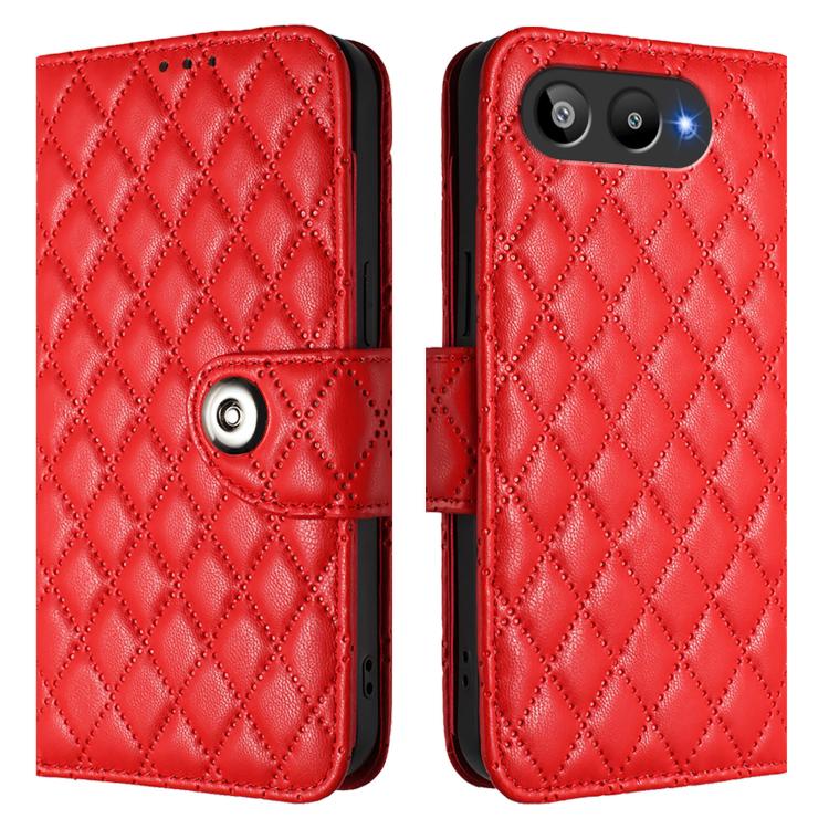 For BLU G95 Rhombic Texture Flip Leather Phone Case with Lanyard