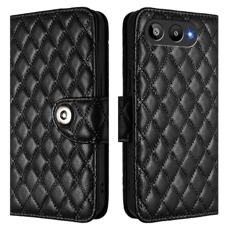 For BLU G95 Rhombic Texture Flip Leather Phone Case with Lanyard