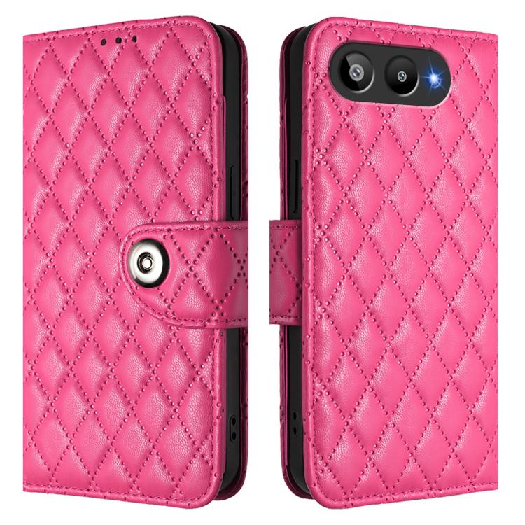 For BLU G95 Rhombic Texture Flip Leather Phone Case with Lanyard