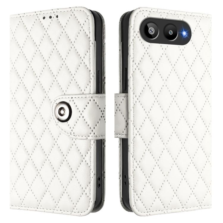 For BLU G95 Rhombic Texture Flip Leather Phone Case with Lanyard