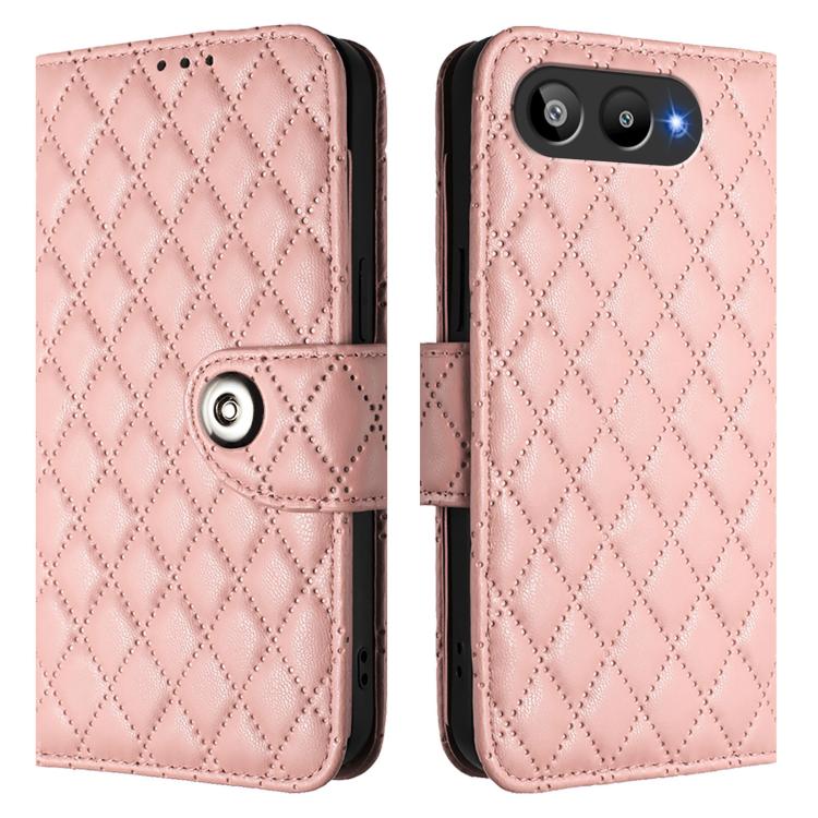 For BLU G95 Rhombic Texture Flip Leather Phone Case with Lanyard
