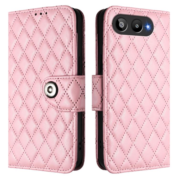 For BLU G95 Rhombic Texture Flip Leather Phone Case with Lanyard