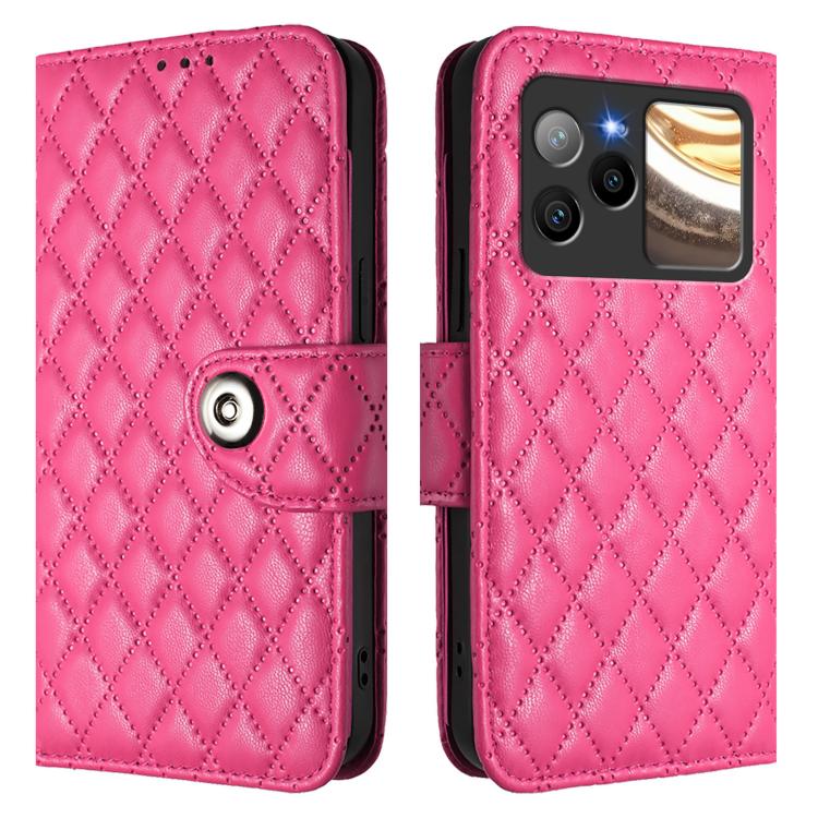 For BLU Bold N4 Rhombic Texture Flip Leather Phone Case with Lanyard