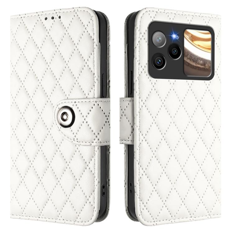 For BLU Bold N4 Rhombic Texture Flip Leather Phone Case with Lanyard