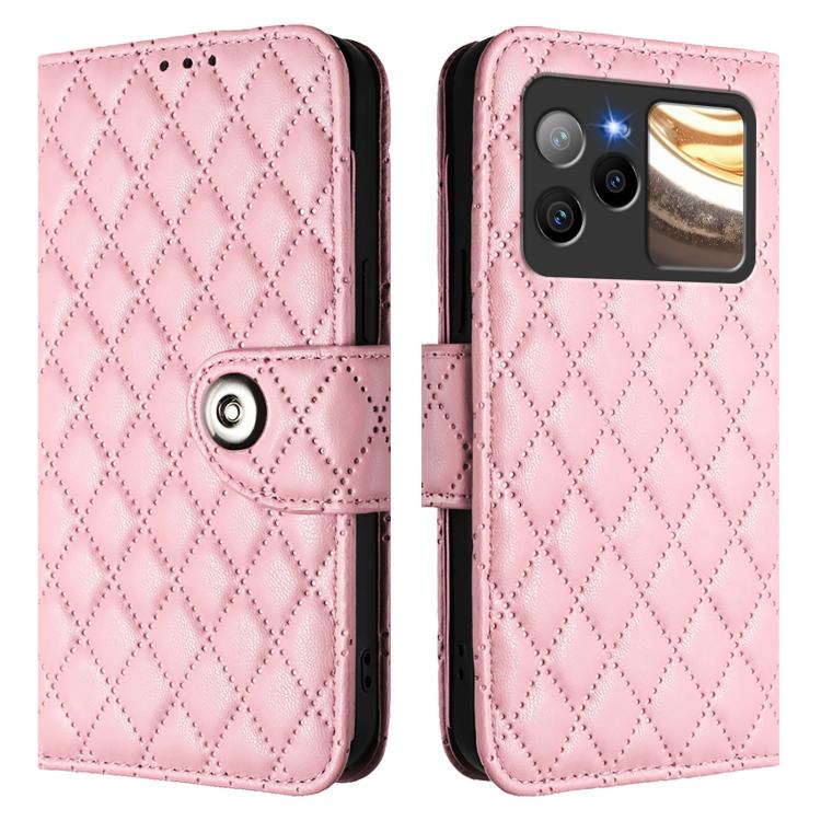 For BLU Bold N4 Rhombic Texture Flip Leather Phone Case with Lanyard
