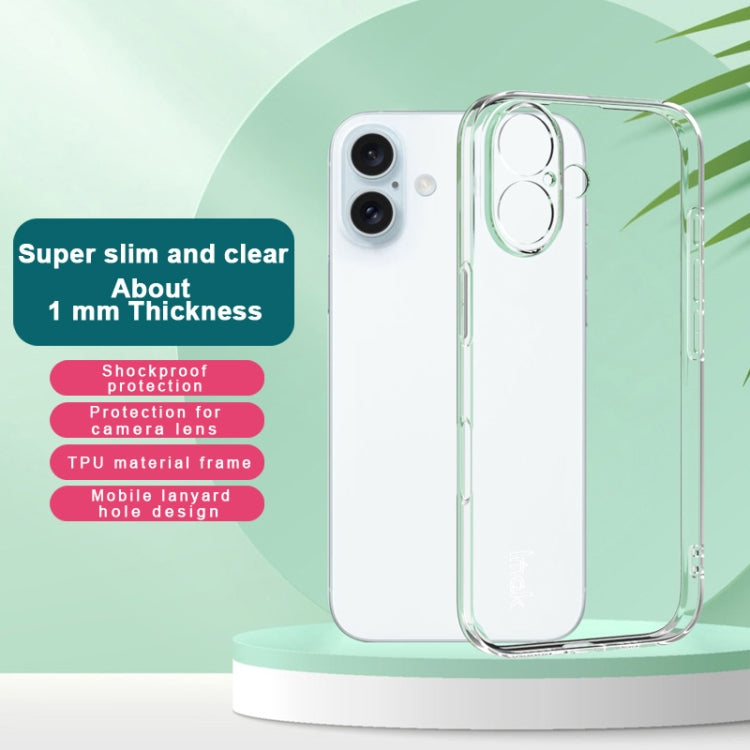 For iPhone 16 IMAK UX-5 Series Transparent TPU Phone Case - Transparent
